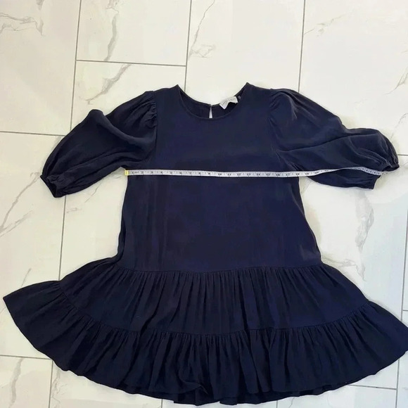 Dress Forum/ Navy blue midi dress/ Balloon sleeves/ Drop waist/Tiered/ Size US S - Picture 15 of 16